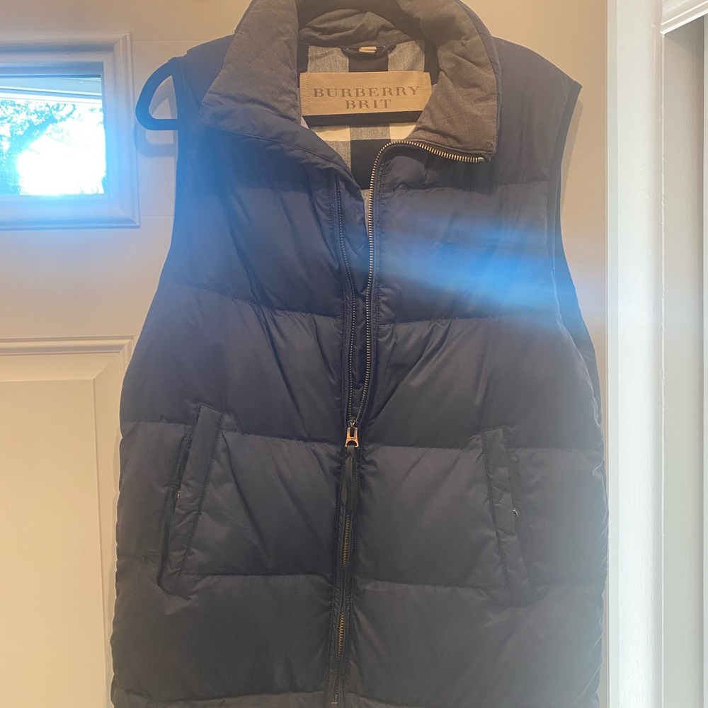 Burberry Vest, Navy Blue, Medium